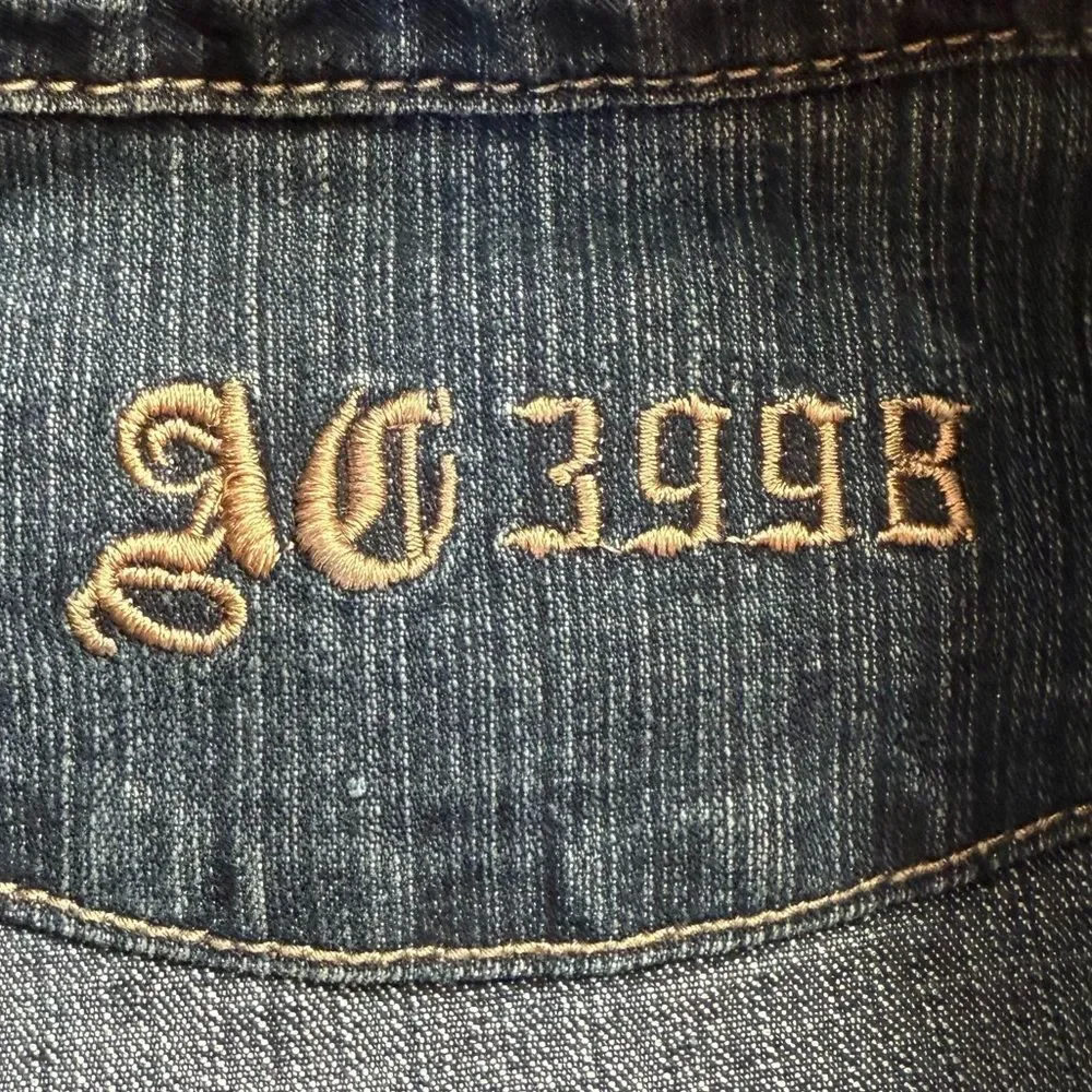 Vintage Y2K Access Jeans Tailored Military Denim Jacket Size Medium - Picture 2 of 8